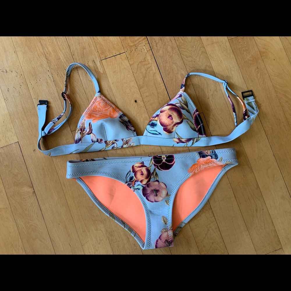 Blue flowered Triangl swimwear (top and bottom)